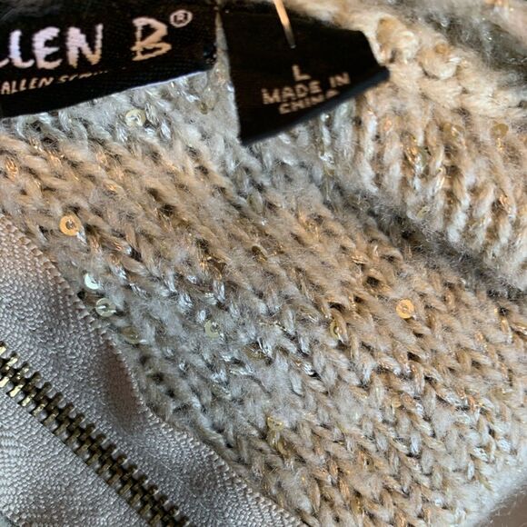 Allen B by Allen Schwartz gold sequin hi low‎ sweater size L - Picture 3 of 7